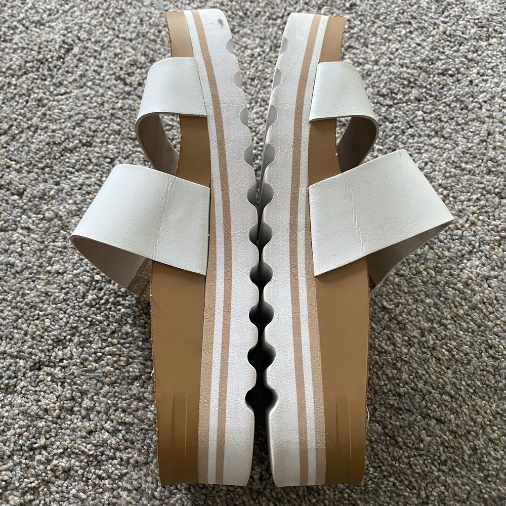 Reef Platform Sandals Women Sz 8 EU 38.5 White Strap Slide Cork Cushion Vista - Picture 8 of 8